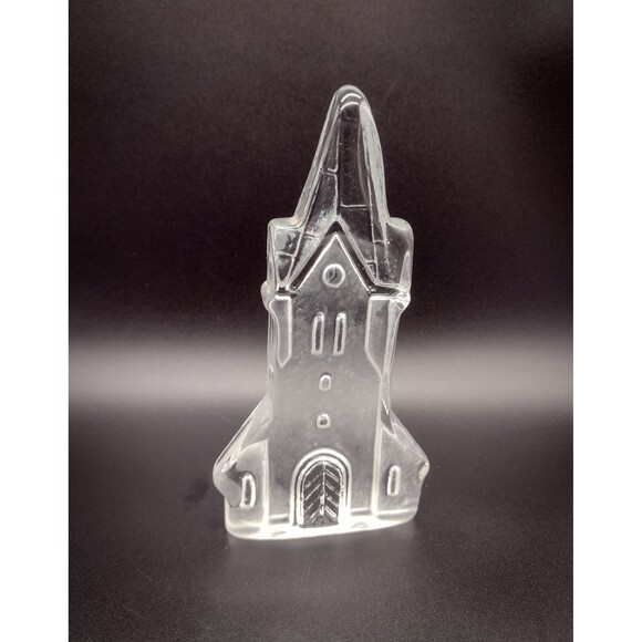 Swedish Nybro Vintage Crystal Steeple Church Partial Candle Votive - Paperweight - Picture 1 of 4